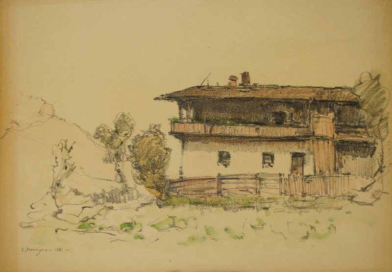 1953 - Baita con alberi a Moso di Sesto